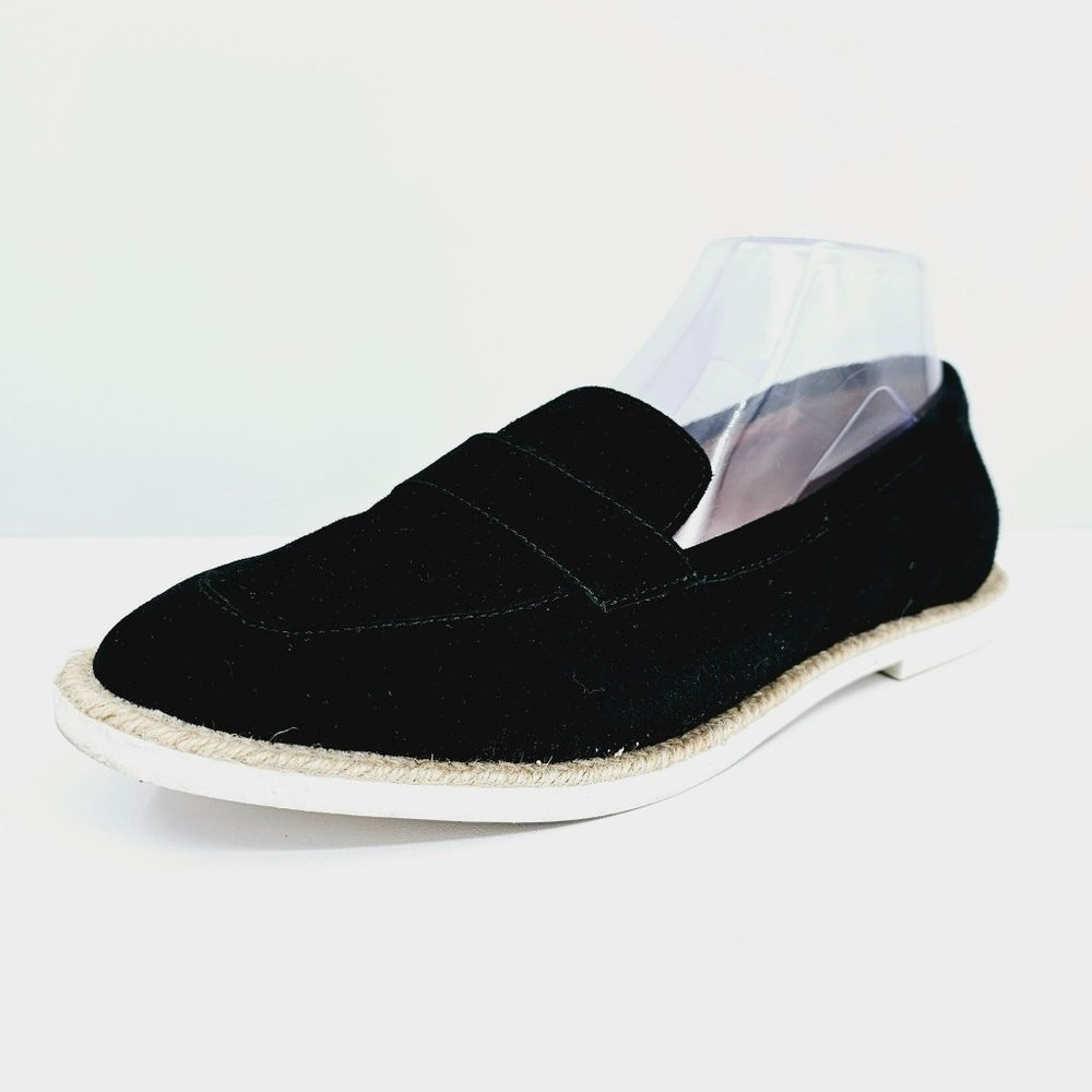 Caslon Tristan Espadrille Loafers 8.5 M Black Suede Leather Slip On Shoes Casual